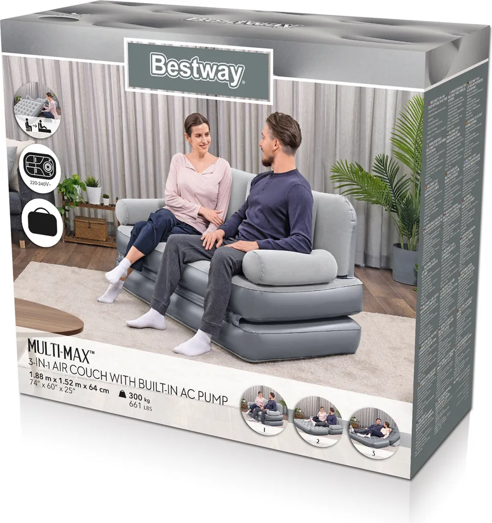 Bestway® Multi-Max™ 3-in-1 Luftsofa Mit Integrierter Elektropumpe 188 X 152 X 64 Cm – Bild 17
