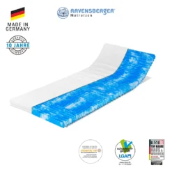 RAVENSBERGER Matratzen® GEL-LUX 50 TOPPER | 180x200x9cm | 7 Zonen GELAX® Gelschaum-Auflage | H2/3 RG50 ( 50 - 110 Kg) | Mit Baumwoll-Doppeltuch-Bezug