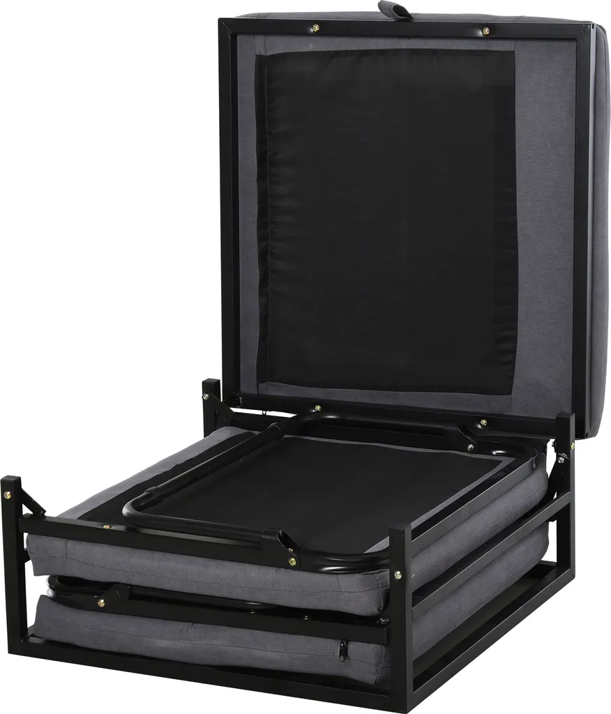 HOMCOM Gästebett Klappbar, 2-in-1 Klappbett Hocker, Verstellbare Kopfteilhöhe, Polyester+Stahl+Schaumstoff, Grau, 192 X 68 X 37 Cm – Bild 5