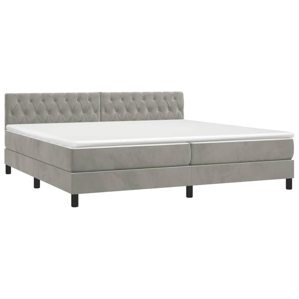 VidaXL Boxspringbett Mit Matratze Hellgrau 200x200 Cm Samt
