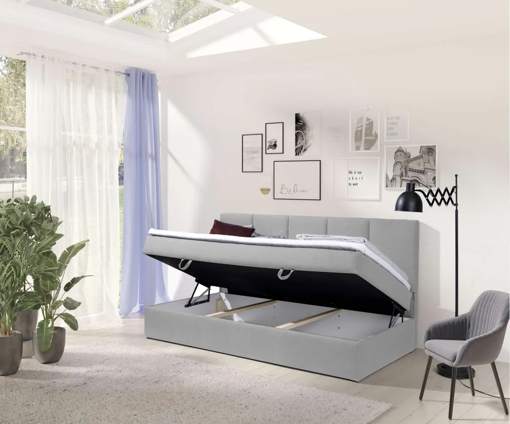 Stylefy Eliza Boxspringbett Kunstleder MADRYT Weiß 100x200 Cm – Bild 2