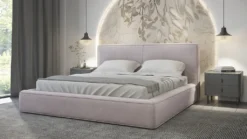 GRAINGOLD Polsterbett 180x200 Amaro - Samtstoff, Modernes Design, Dicker Schaum - Bett Mit Lattenrost & Bettkasten - Rosa (Jasmine 62)