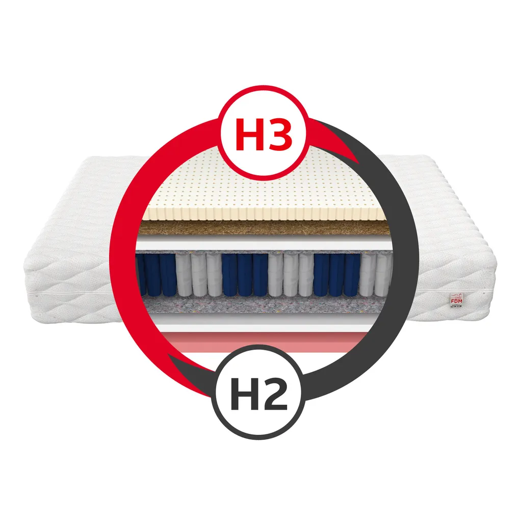 Matratze 160x200 Cm ACTIVE MAX 7 Zonen H3 Taschenfederkern Visco Memory Schaum Latex Kokos Höhe Ca. 28 Cm Waschbaren Bezug Matratzenbezug Premium Jersey – Bild 4