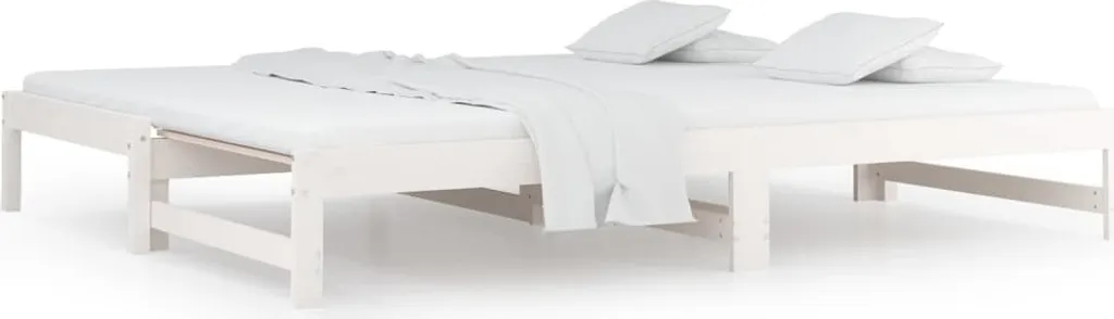 VidaXL Tagesbett Ausziehbar Weiß 2x(90x200) Cm Massivholz Kiefer
