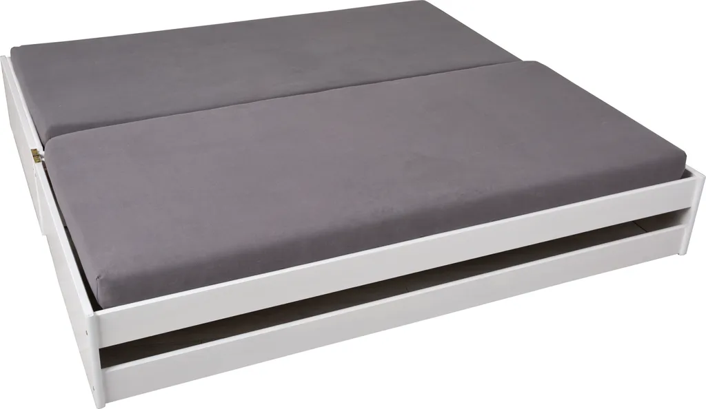 3 In 1 Funktionscouch Gästebett Mit 3 Liegeflächen Lotar Massivholz Weiss 90 X 200 Cm Inkl. 2 X Lattenrost – Bild 3