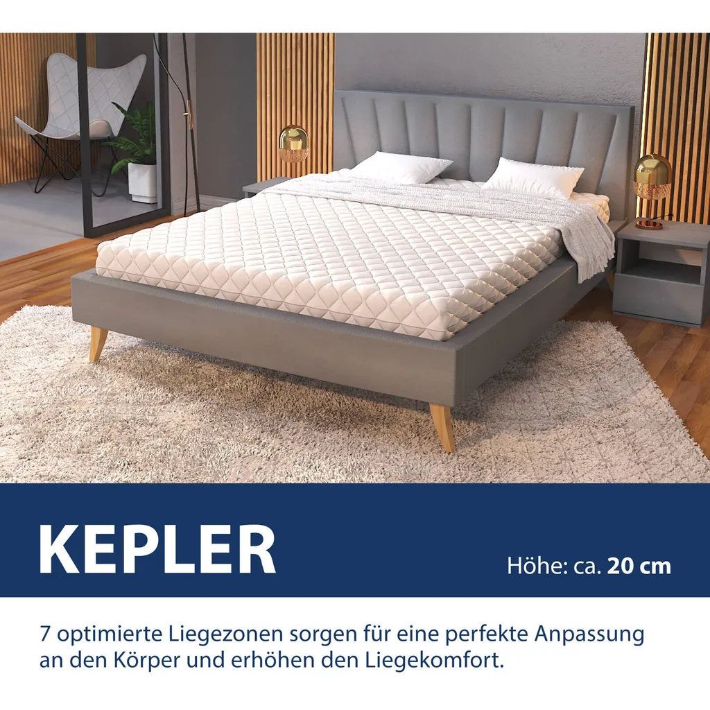 Matratze KEPLER 180x200 Cm Taschenfederkern Höhe Ca. 20 Cm H2 H3 Premium Jersey Bezug – Bild 5