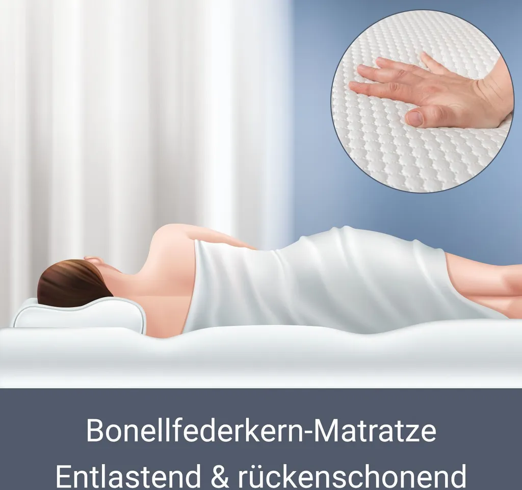 Juskys Boxspringbett Oakland 180 X 200 Cm – LED Beleuchtung, Bonell-Matratzen, Topper & Kunstleder – 58 Cm Komforthöhe – Schwarz – Bett Doppelbett – Bild 4