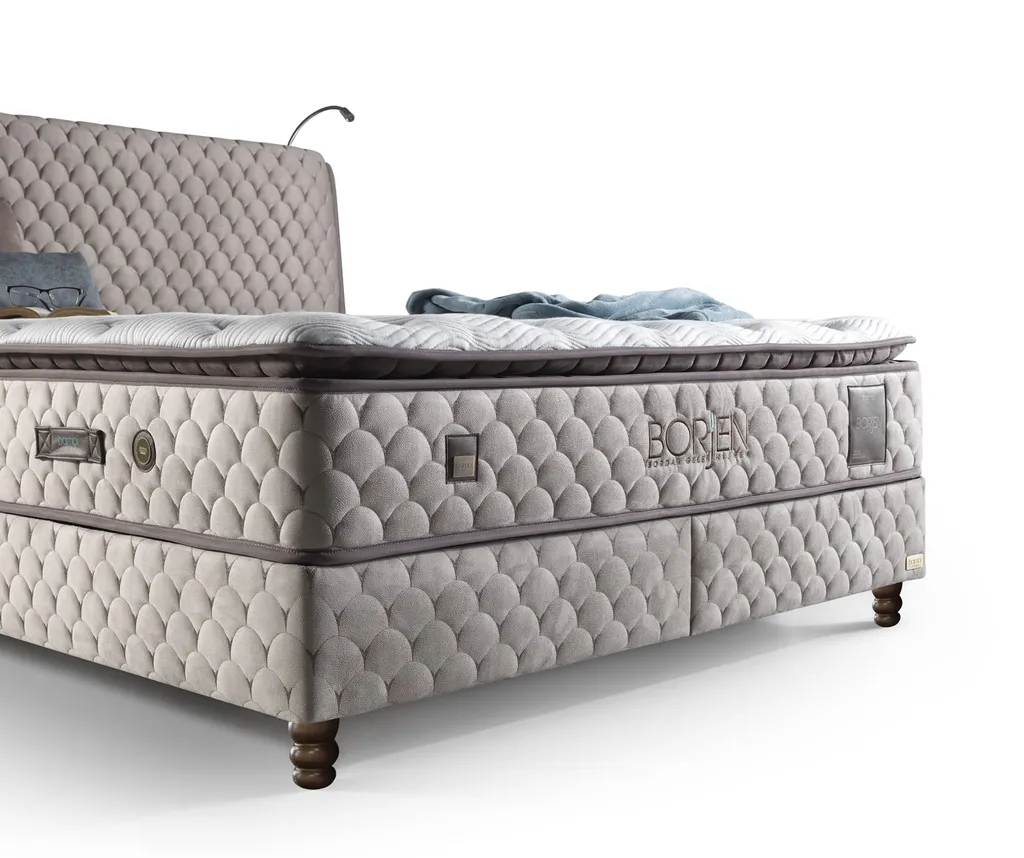 Boxspringbett Doppelbett - Borjen Bambi Yatak Das Perfekte Bett Für Ihr Schlafzimmer. 180x200cm Bett Taschenfederkern-Matratze, Topper Mit Memoryeffekt, Mit Bettkasten – Bild 4