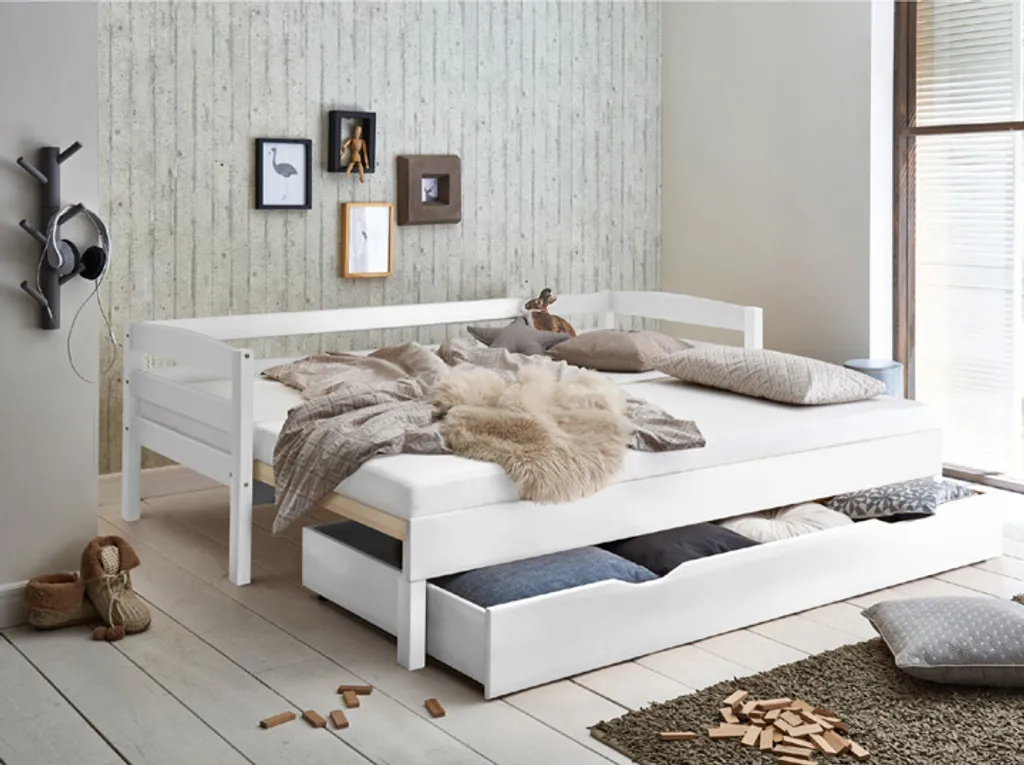 Relita Funktionsbett EMILIA 90/180x200, Buche Massiv Weiß; EB2041117 – Bild 6