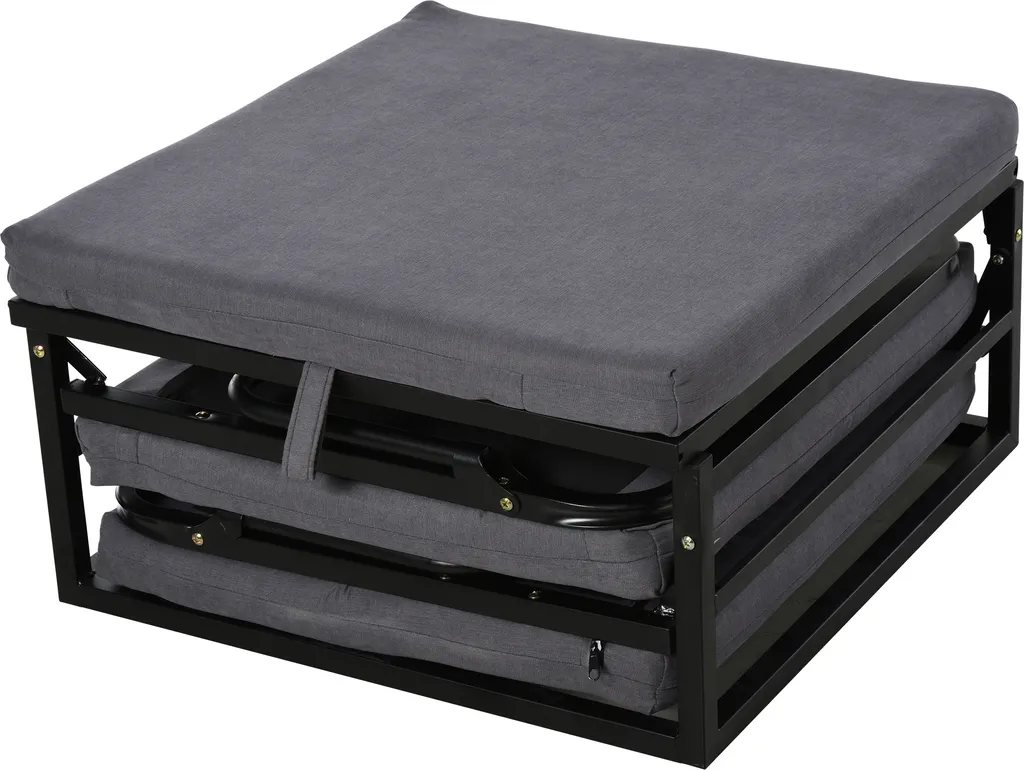 HOMCOM Gästebett Klappbar, 2-in-1 Klappbett Hocker, Verstellbare Kopfteilhöhe, Polyester+Stahl+Schaumstoff, Grau, 192 X 68 X 37 Cm – Bild 6