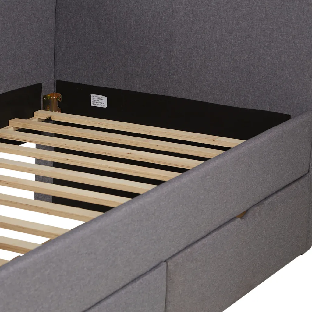 Homestyle4u 1987, Polsterbett 90x200 Cm Mit Bettkästen, Tagesbett Schlafcouch Gästebett Ausziehbar Grau – Bild 6