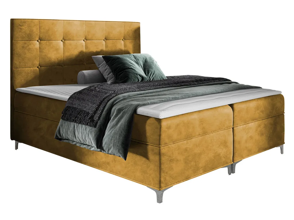 Mirjan24 Boxspringbett Snake, Doppelbett Mit Zwei Bettkästen Für Die Bettwäsche, Ehebett Mit Topper Und Kopfteil (Fresh 37, Größe: 160x200 Cm)