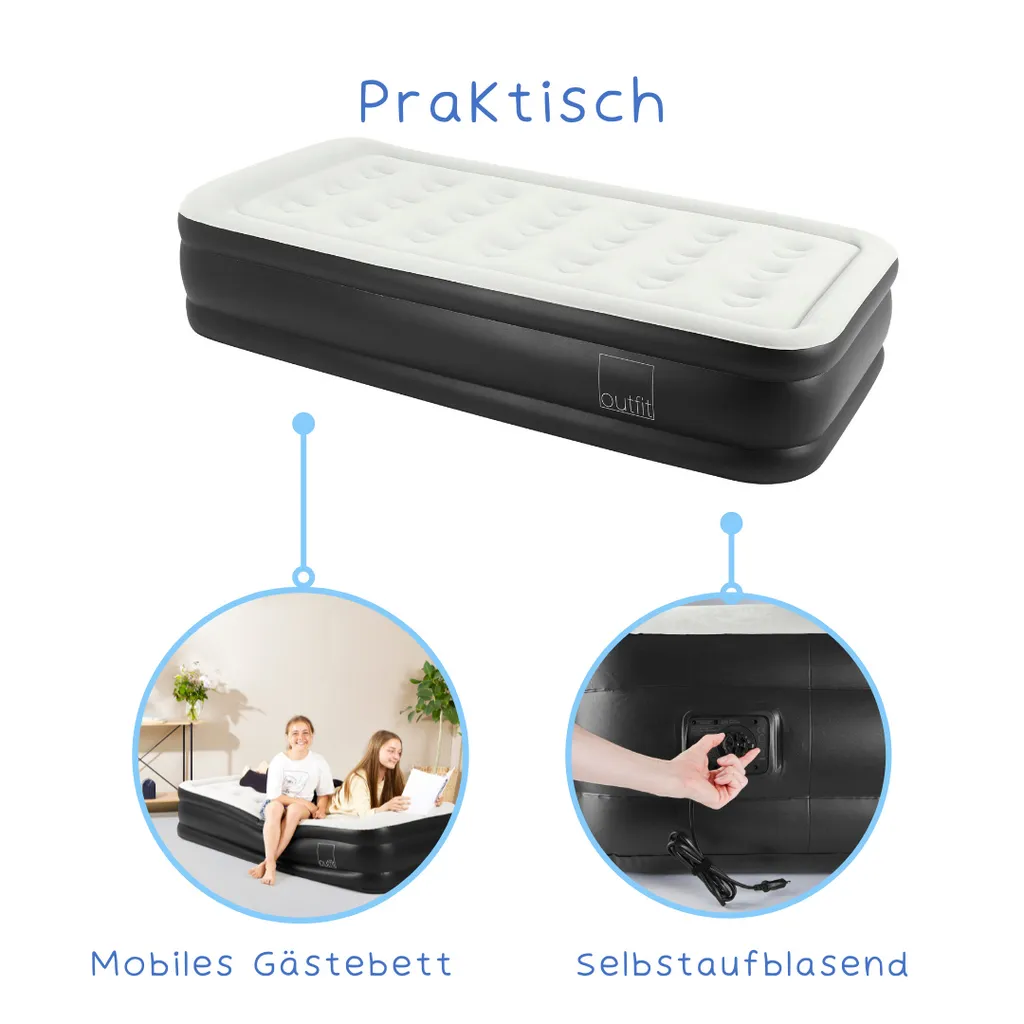 Outfit Luftmatratze, Luftbett Selbstaufblasend Für 2 Personen 203 X 156 X 46 Cm – Bild 5