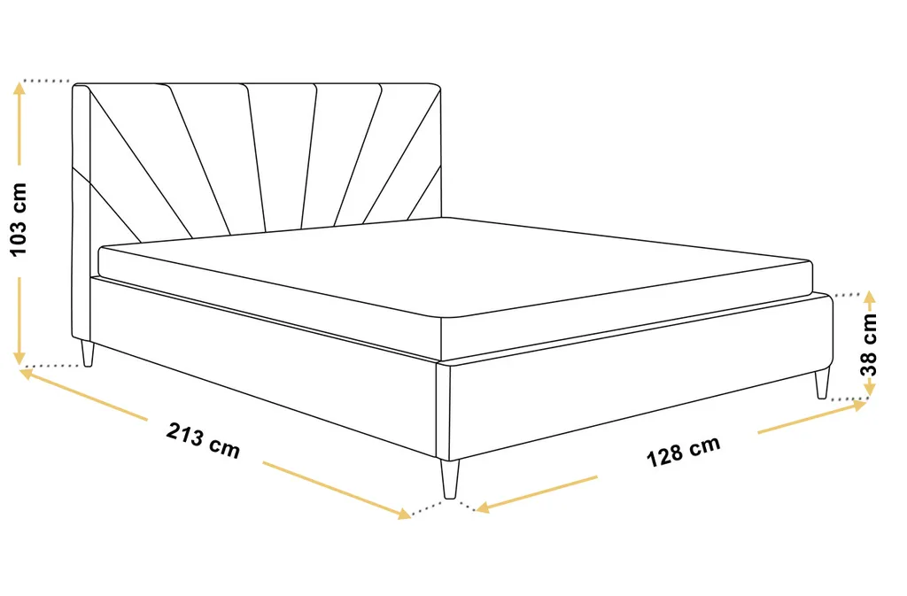GRAINGOLD Samtbett 120x200 Fuzi - Doppelbett Mit Lattenrost - Skandinavischer Stil, Holzfüße - Beige – Bild 3