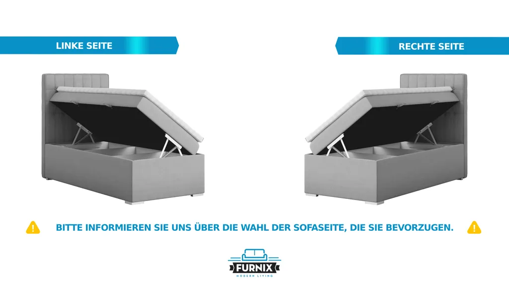 FURNIX Einzel-Polsterbett DONNIE Mit Bettkasten Topper 100x200 Cm LX6 Dunkelgrau – Bild 4