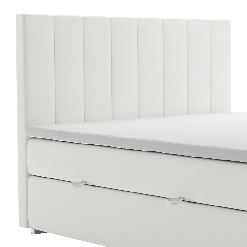 Selsey - Boxspringbett ALENNA, Doppelbett Mit 2 Bonellfederkernmatratzen, Topper, 2 Bettkästen Und Stoffbezug In Perlweiß, 180x200 Cm – Bild 5