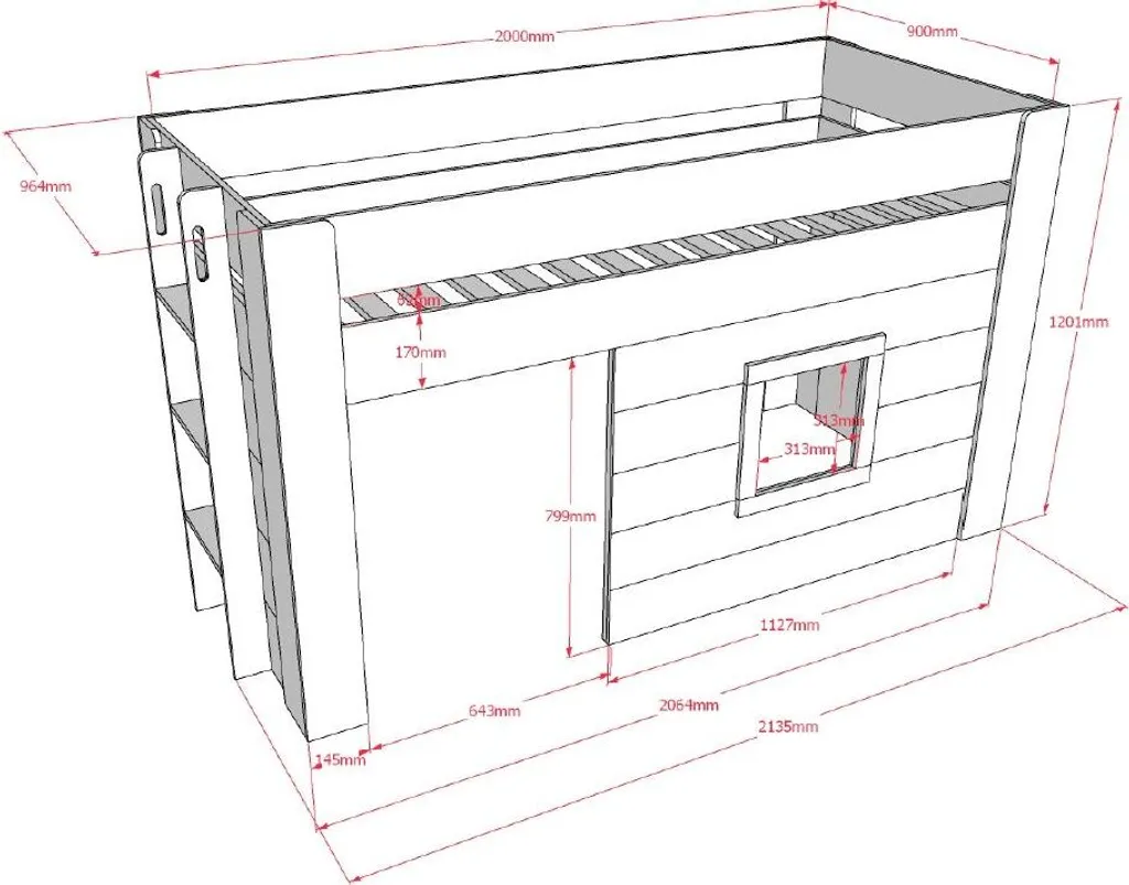 Vipack - Noah Halbhohes Bett 90 X 200 Cm Liegefläche, Weiß – Bild 9