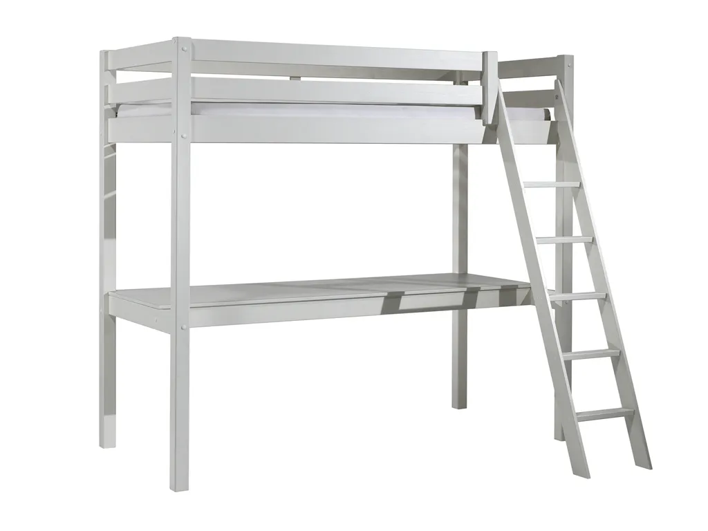 Vipack Hochbett Mit Liegefläche 90 X 200 Cm Und Großer Schreibtischplatte, Ausf. Weiß Lackiert – Bild 3