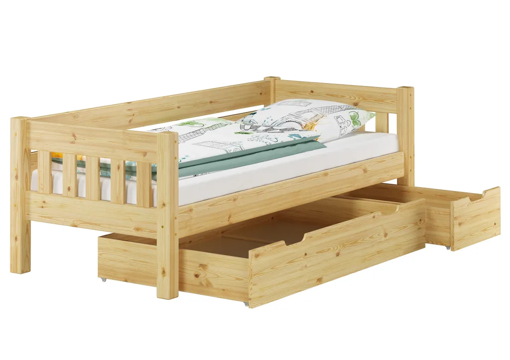 Kieferbett Natur Einzelbett 90x200 Massivholz-Bettgestell Sofabett Mit Wählbarem Zubehör V-60.53-09Rollrost Inkl. – Bild 8