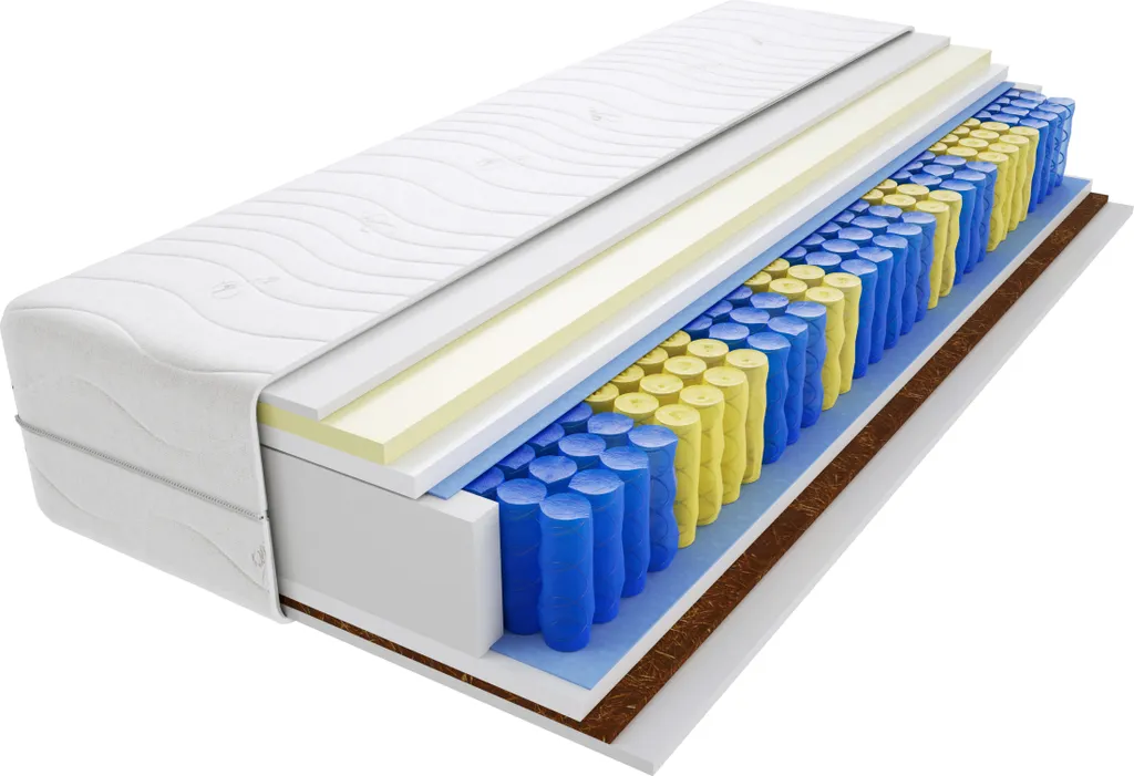 Matratze 180x200 Cm Doppelmatratze, H3 & H5 Federkernmatratze, Taschenfederkernmatratze 25 Cm Hoch Kokosfaser Visco Memory Hypoallergene, HR-Schaum, Wendematratze Mit Klimafaser, Gesteppter Bezug Havana Max – Bild 6