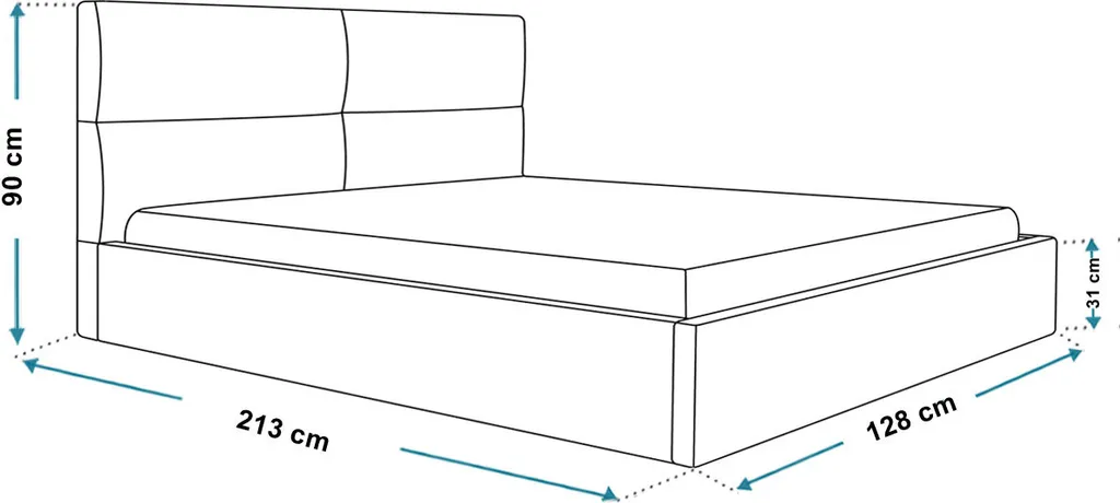 GRAINGOLD Bett 120x200 Cm Marad - Bettgestell - Doppelbett Mit Kopfteil, Bettkasten Und Lattenrost - Grau – Bild 3