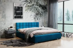 GRAINGOLD Polsterbett 200x200 Cm Mit Bettkasten & Lattenrost Hugo - Blau