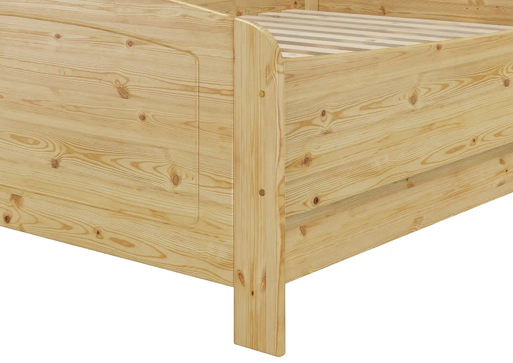 Seniorenbett Extra Hoch 180x200 Doppelbett Holzbett Massivholz Kiefer Zubehör Wählbar V-60.44-18ohne Zubehör – Bild 3
