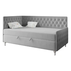 Bett Filip 3 Kinderbett Boxspringbett - Jugendbett Einzelbett Links - Grau 90 X 200 Cm