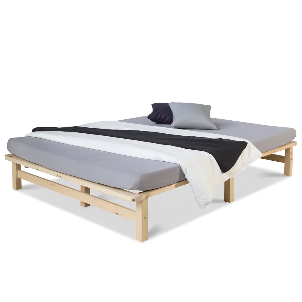 Homestyle4u 1909, Palettenbett 140x200 Cm Massivholzbett Palettenmöbel Bett Holzbett Futonbett – Bild 3