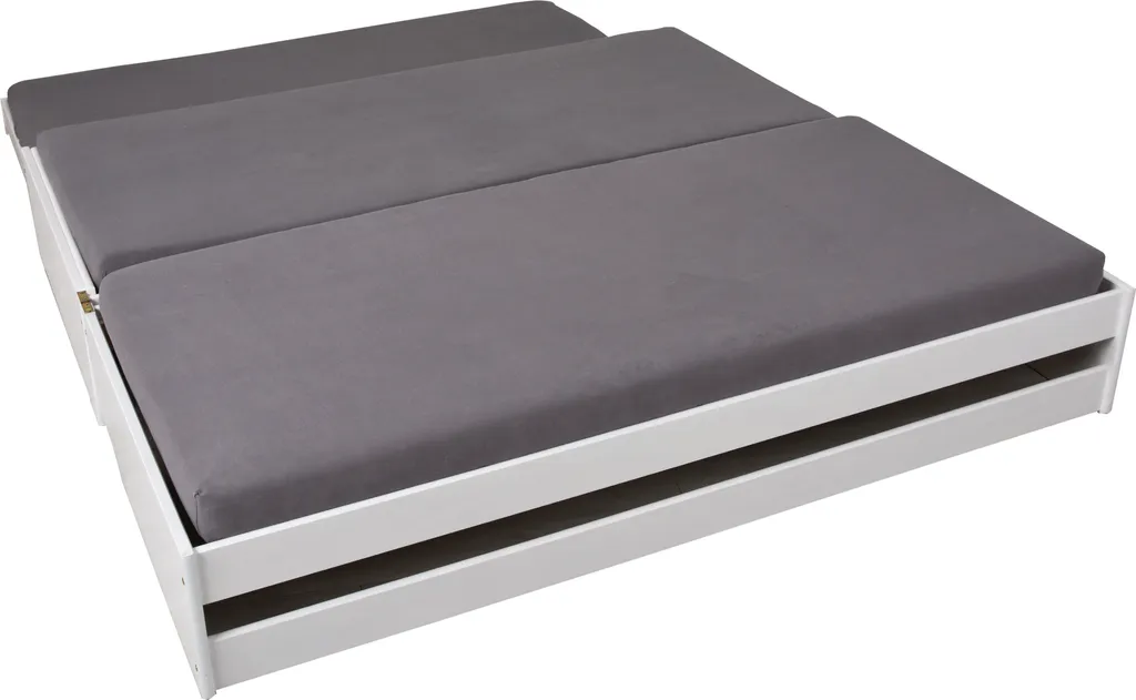 3 In 1 Funktionscouch Gästebett Mit 3 Liegeflächen Lotar Massivholz Weiss 90 X 200 Cm Inkl. 2 X Lattenrost – Bild 4