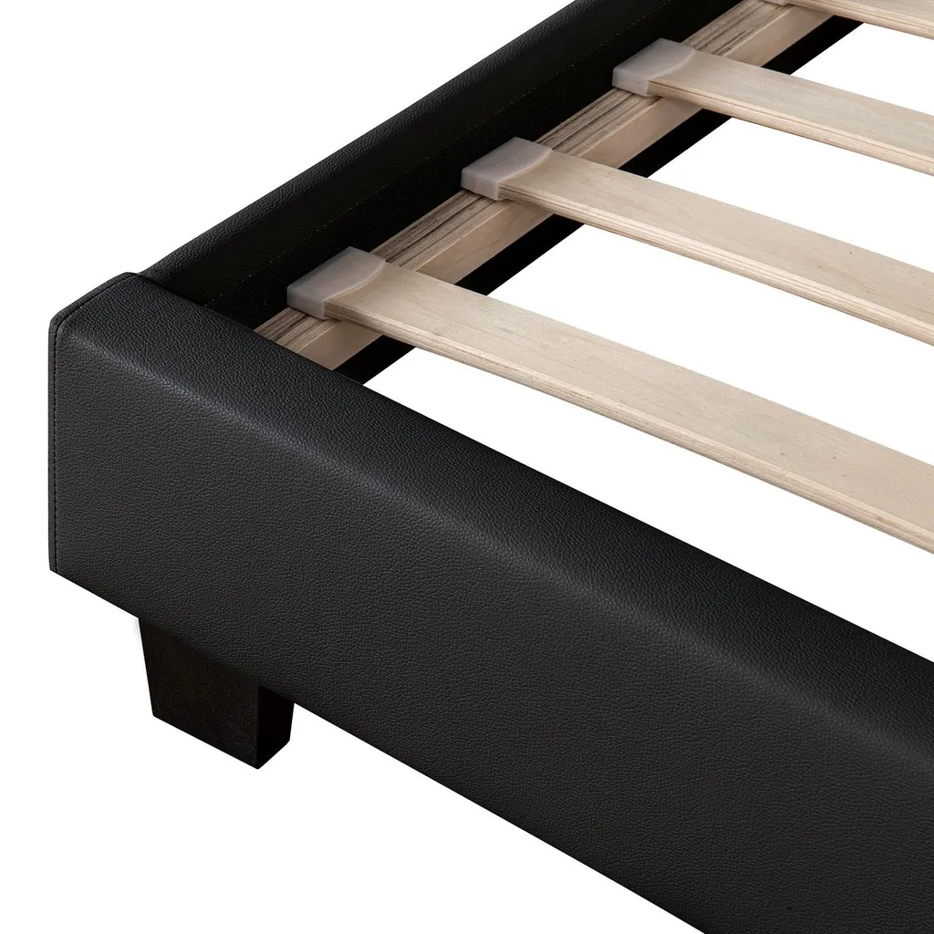 Juskys Polsterbett Paris 140 X 200 Cm Schwarz – Bettgestell Mit LED Beleuchtung, Lattenrost & Kopfteil – Kunstleder & Holz – Bett Jugendbett – Bild 9