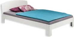Massivholzbett Einzelbett Doppelbett Bett TIM Kiefer Massiv Weiss Lackiert 120 X 200 Cm (B X L)
