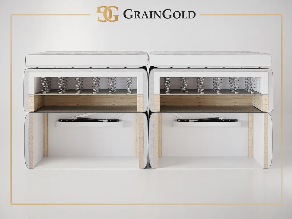 Kontinentalbett 200x200 Bergamo - Bett Mit Zwei Matratzen & Bettkästen & Boxspringbett Mit Chesterfield Kopfstütze - Schwarz (Monolith 95) – Bild 4