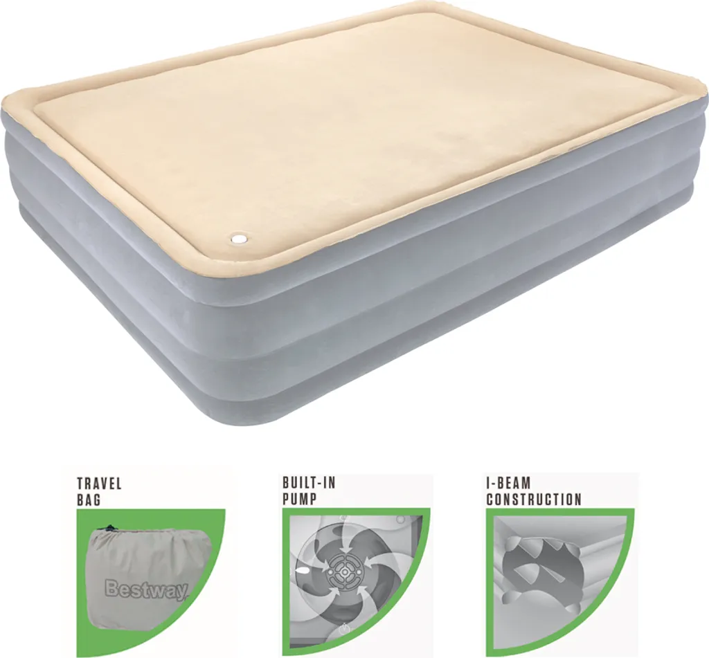 Bestway® Cornerstone Airbed With Built-in AC Pump (Queen) 203x152x46 Cm, Luftbett Queen-Size Mit Formschaum Und Eingebauter Elektropumpe – Bild 10