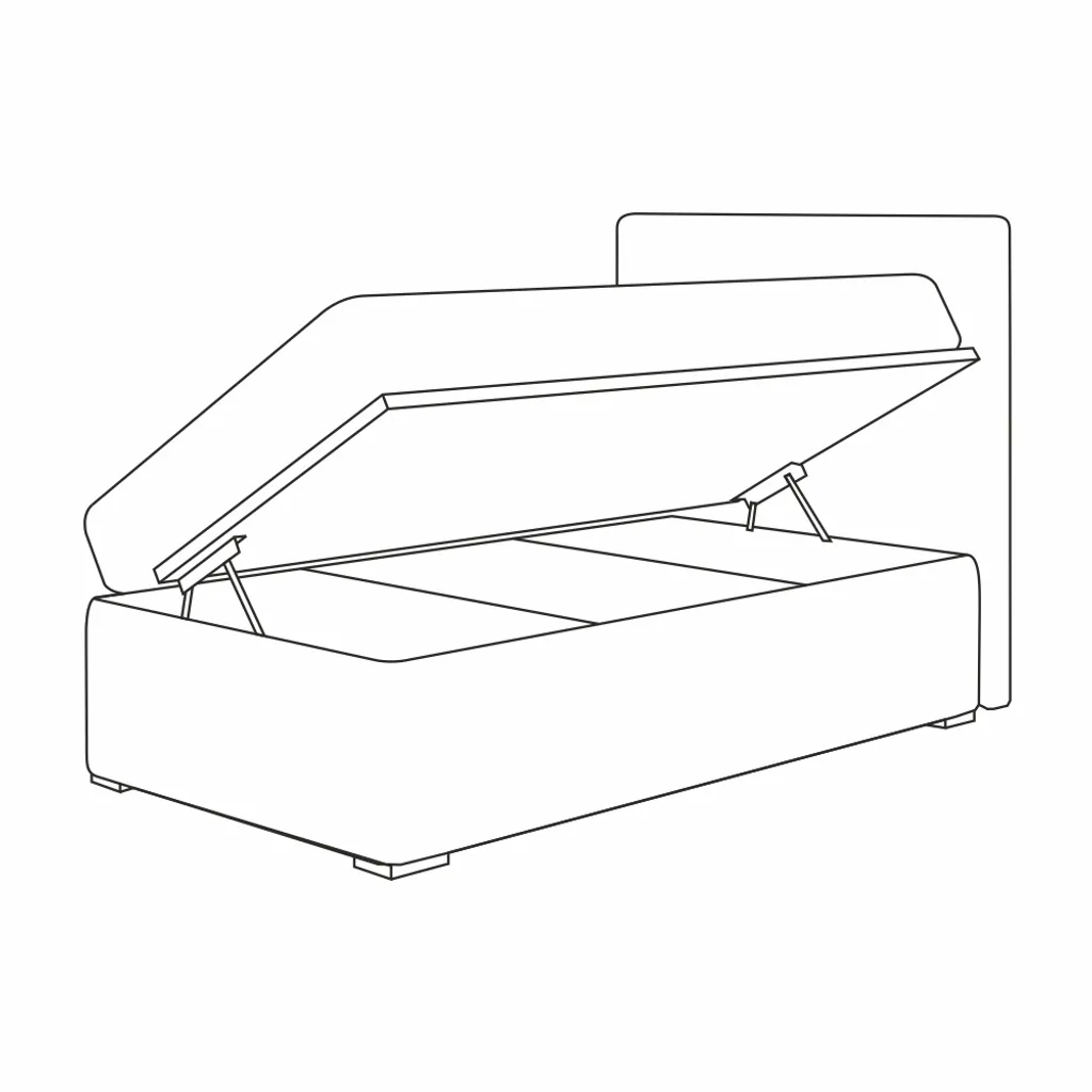 Selsey - Einzel-Boxspringbett MECHICO 90x200 Cm Mit Stoffbezug In Dunkelgrau Und Bettkasten Rechts – Bild 3