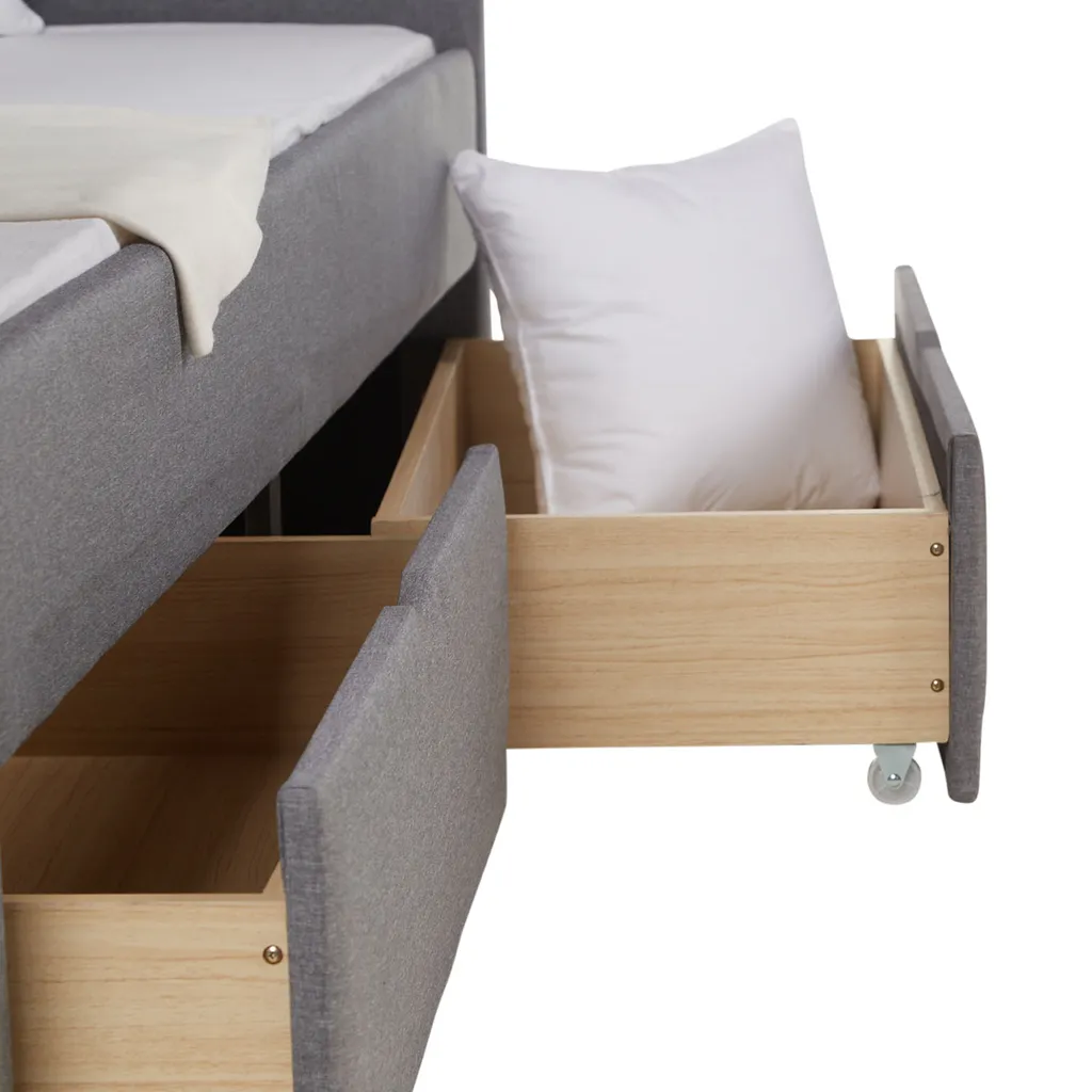Homestyle4u 1987, Polsterbett 90x200 Cm Mit Bettkästen, Tagesbett Schlafcouch Gästebett Ausziehbar Grau – Bild 9