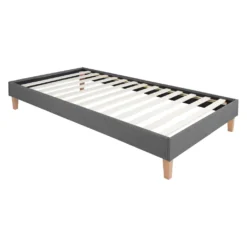 Homestyle4u 1984, Polsterbett 90 X 200 Grau Mit Lattenrost Futonbett Bett Bettgestell