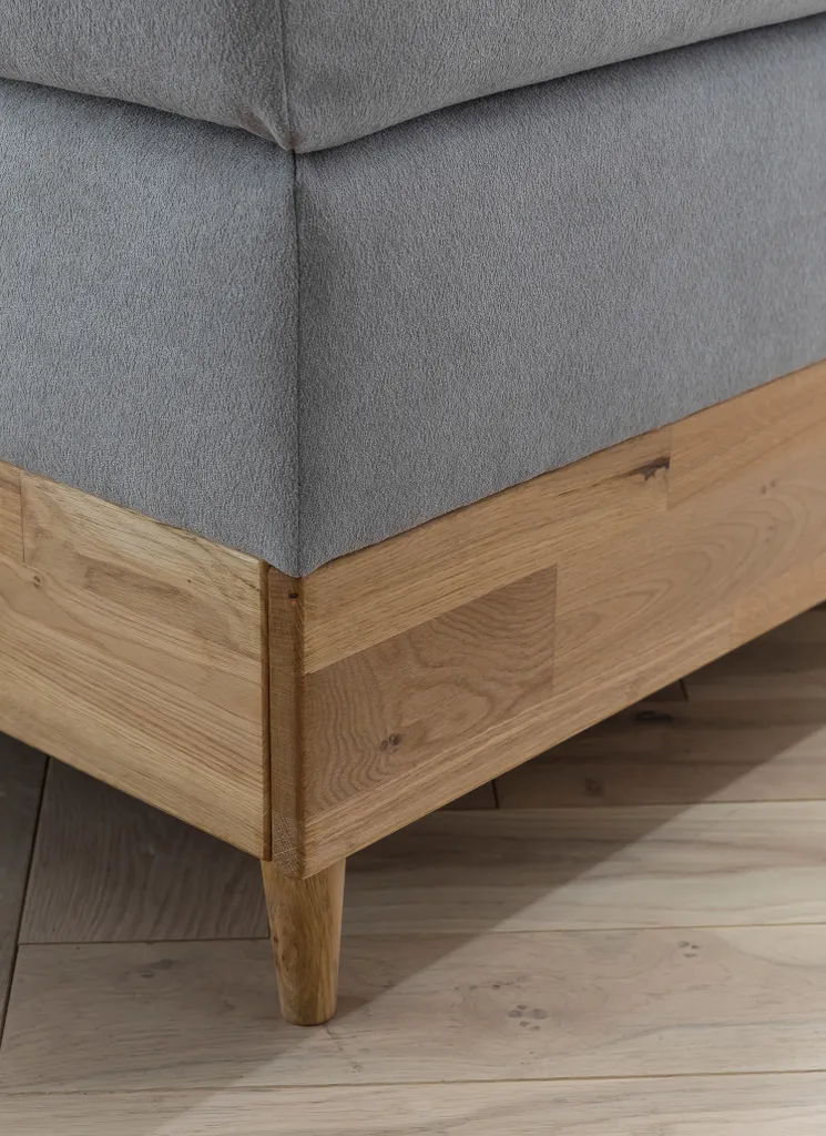 Belanoti EON Boxspringbett 160x200 Elektrisch Verstellbar 7-Zonen Taschenfederkern Matratze Inkl Visco Topper Bett 160x200 Mit Motor In Der Farbe Hellgrau H2/H3 Polsterbett Motorbett Mit Massivholz – Bild 3