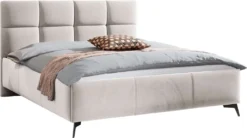 Mirjan24 Polsterbett Genua, Bett Mit Bettkasten, Polsterkopfteil, Gasdruckfeder Und Metallfüße (Farbe: Fresh 01, Größe: 180x200 Cm)