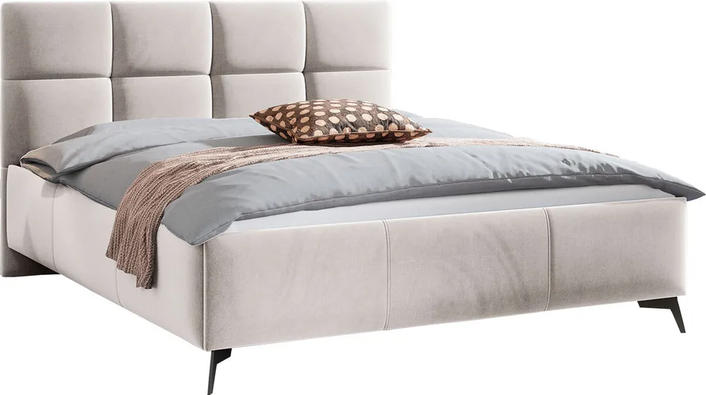 Mirjan24 Polsterbett Genua, Bett Mit Bettkasten, Polsterkopfteil, Gasdruckfeder Und Metallfüße (Farbe: Fresh 01, Größe: 180x200 Cm)