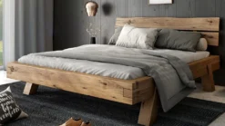 Bett Futonbett Balkenbett Rustic-Eiche Massiv Holz Geölt 180 X 200 Cm Henny