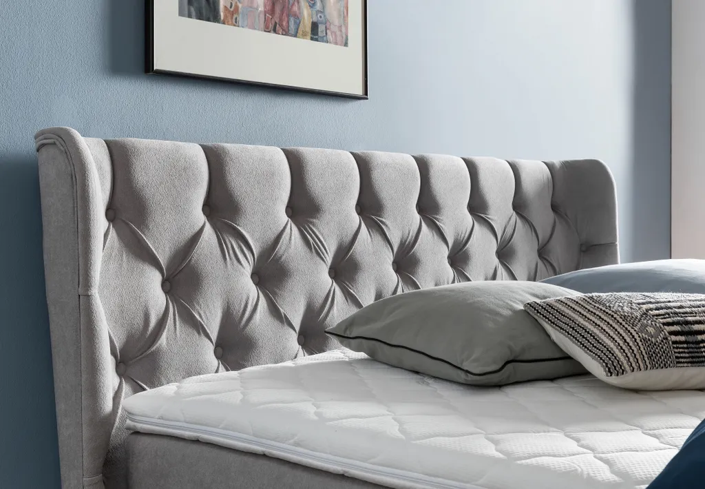 Belanoti EON Boxspringbett 160x200 Elektrisch Verstellbar 7-Zonen Taschenfederkern Matratze Inkl Visco Topper Bett 160x200 Mit Motor In Der Farbe Hellgrau H2/H3 Polsterbett Motorbett Mit Massivholz – Bild 2