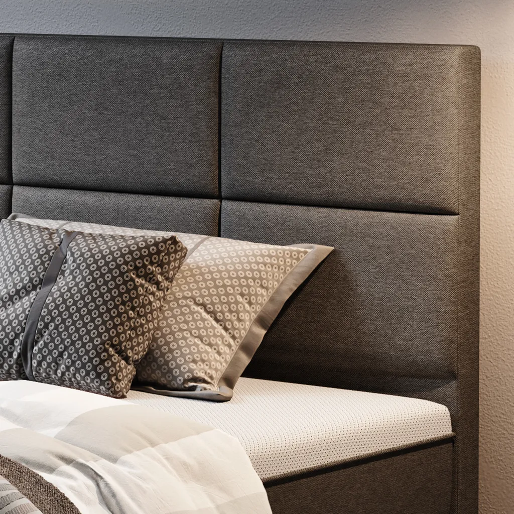 Boxspringbett Rotterdam Plus Mit Integriertem Topper 180x200 Webstoff Anthrazit – Bild 4