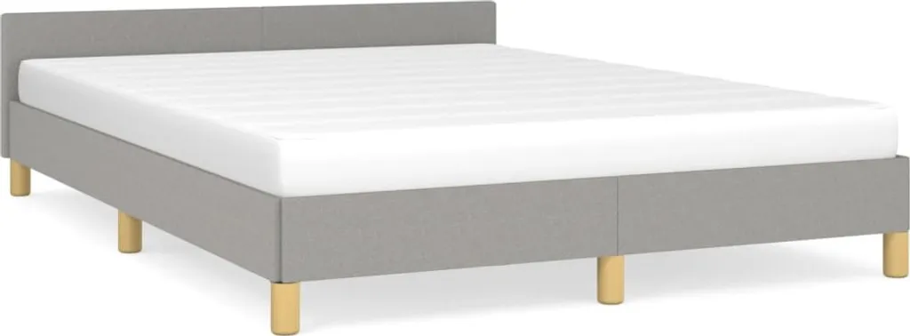 VidaXL Bettgestell Mit Kopfteil Hellgrau 140x200 Cm Stoff – Bild 2