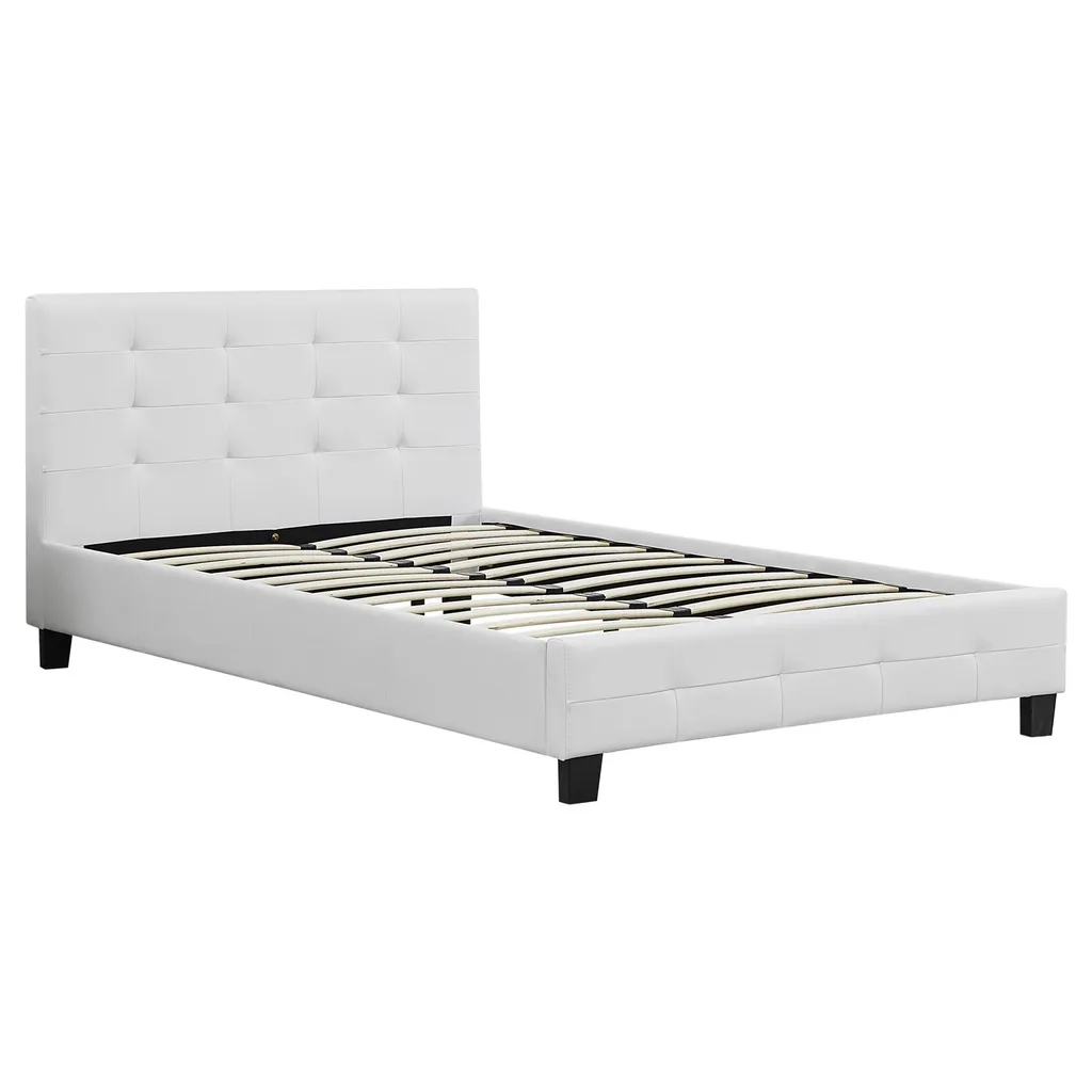 Polsterbett BRIGHTON Bett Mit Liegefläche 120x200 Cm Einzelbett Inklusive Lattenrost Jugendbett Mit Bezug Aus Kunstleder In Weiß – Bild 2