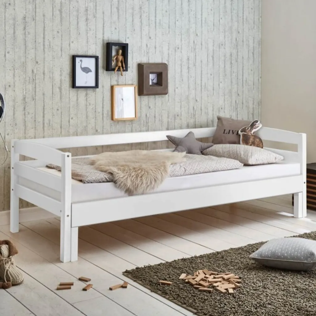 Relita Funktionsbett EMILIA 90/180x200, Buche Massiv Weiß; EB2041117 – Bild 3