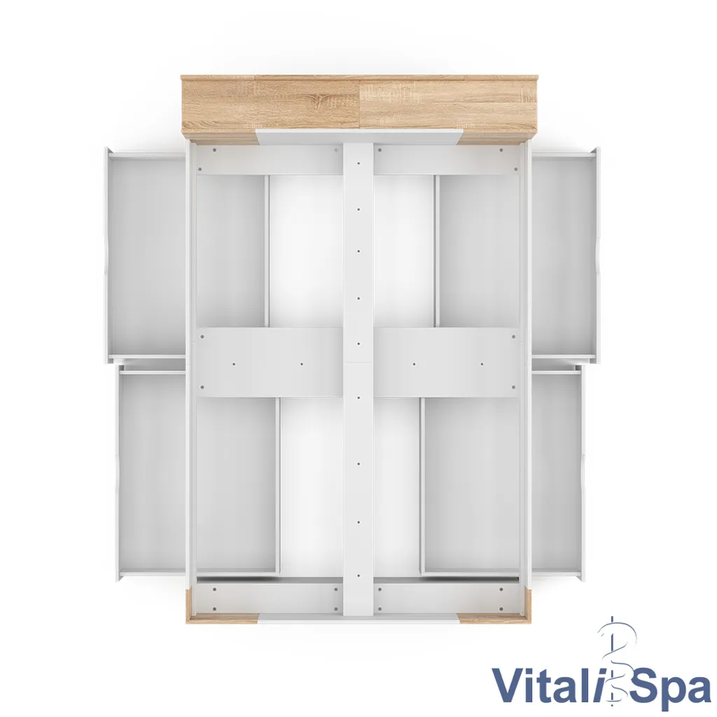 VitaliSpa Schubladenbett Pulsar Sonoma Weiß 144,6 X 75,2 X 225,4 Cm Holzwerkstoff – Bild 6