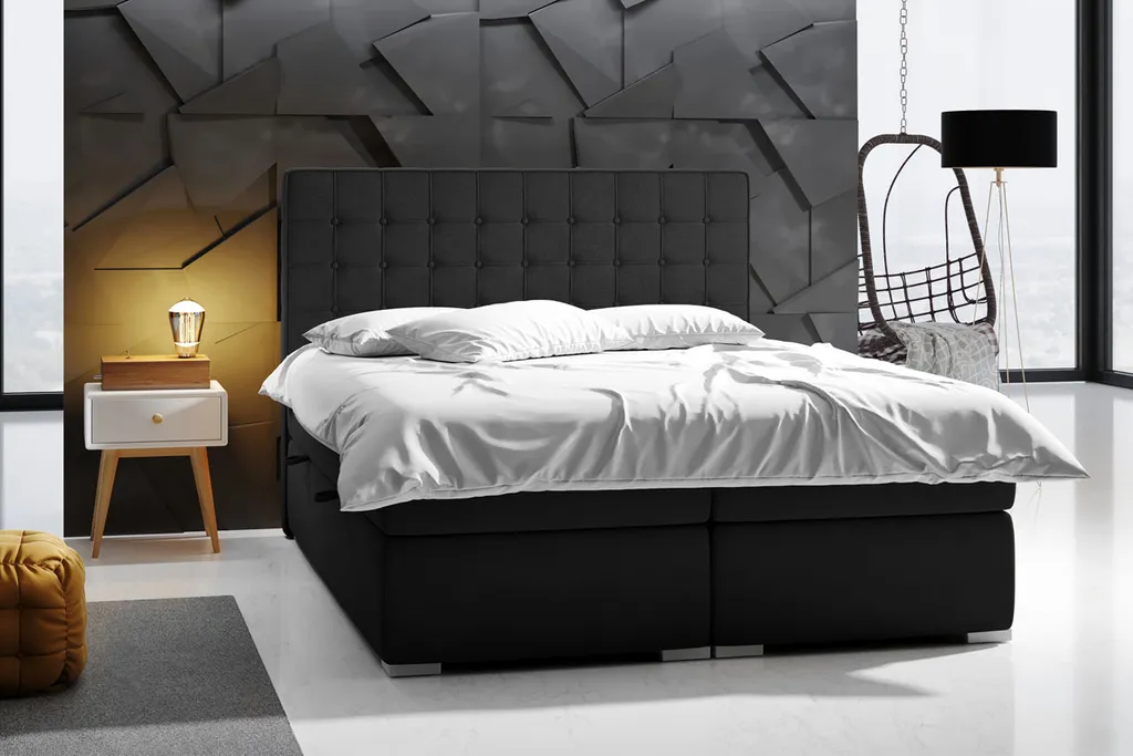 Doppelbett Boxspringbett Stauraumbett Polsterbett Mit Bettkasten - Schwarz 140 X 200 Cm – Bild 3