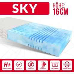Matratze 180x200 Cm SKY Höhe Ca. 16 Cm H3 Kaltschaum Jersey Bezug