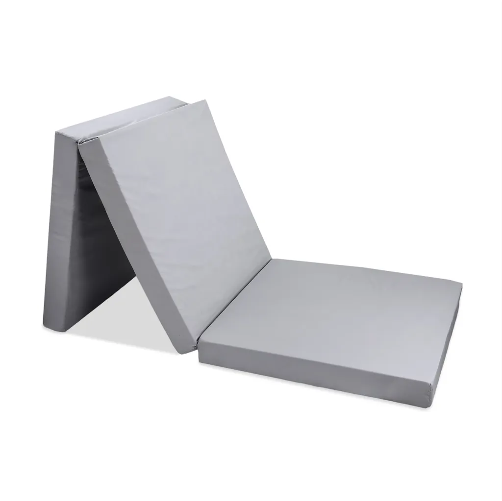 Gästebett Matratze Klappmatratze 195x65x8 Cm - Gästematratze Klappbar Foldable Mattress Faltmatratze Mit Abnehmbarem Bezug Bodenmatratze Grau